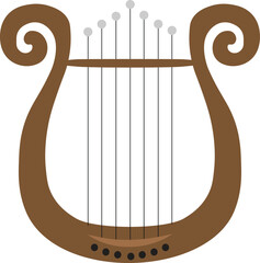 Vector illustration of vintage lyre isolated in white background. Lyre musical instrument template