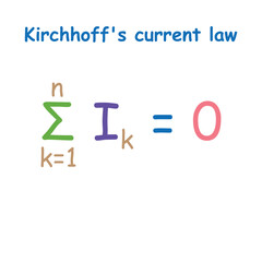 Kirchhofff's circuit laws. Physics resources for teachers and students. Vector illustration.