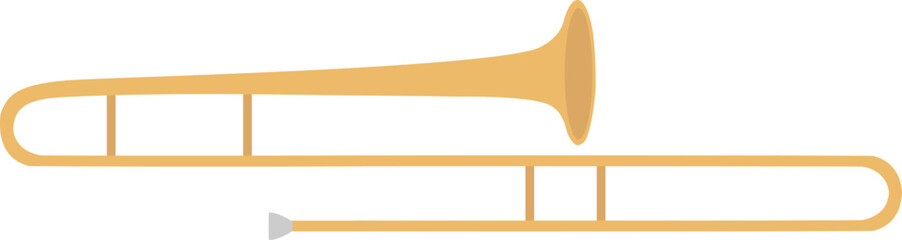 Vector illustration of trumpet. Brass wind musical instrument trombone - obrazy, fototapety, plakaty