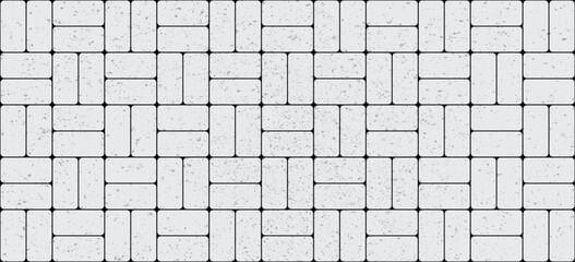 Cartoon paving stones pattern. sidewalk tiles. Zig zag paving blocks. Pavement stones. Street cobblestone, tile path, sidewalk park, road or garden patio sign,  Vector bricked, pebbled surface, ground