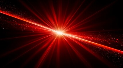 Fototapeta na wymiar Experience the intensity of a red laser strike in this vector image, capturing the brilliance of the laser beam with radiant sparkles for a visually striking depiction.