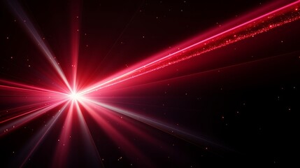 Fototapeta na wymiar Experience the intensity of a red laser strike in this vector image, capturing the brilliance of the laser beam with radiant sparkles for a visually striking depiction.