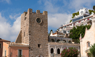 streets of Taormina in south of Italy