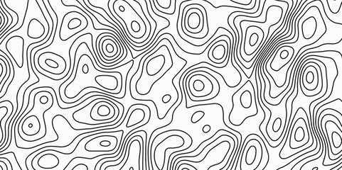 Abstract Topographic Map in Contour Line Light stripes on a white background. Ocean topographic line map with curvy wave isolines vector Black-white background from a line similar to