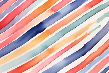 Fototapeta premium Watercolor painting abstract colored stripes. Modern watercolor stains.
