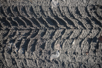 wet tire tracks texture with puddle