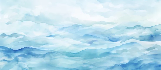 Fotobehang The artist used a combination of the background s serene sky and the sea s peaceful waves to create a watercolor design that featured a beautiful pattern of blue splashes and a texture remin © TheWaterMeloonProjec