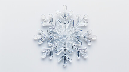 Snowflake Macro Photography on White Background for Winter Designs Snow, Holiday, Christmas