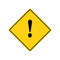 Road sign Warning or Attention Caution Sign with Exclamation Mark Flat Icon Vector Image.
