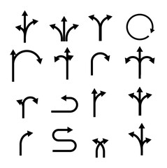 arrow set. different pointer arrow positions. vector illustration. on white background