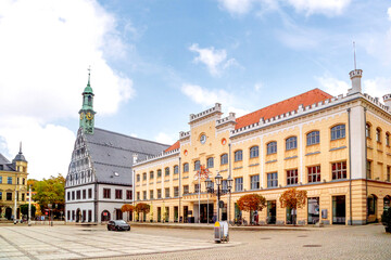 Rathaus und Gewandhaus, Altstadt, Zwickau, Deutschland  - obrazy, fototapety, plakaty