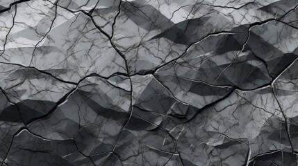 Black white. Rock texture. Cracked mountain surface. Close-up. 3d. Light gray stone granite basalt background for design. Wide banner. Panoramic. Natural.
