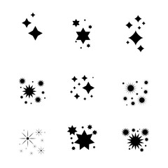 A set of shining and glowing stars, sparkle star icons,
and stars with festive decoration particles create an abstract staright effect. Twinkling stars, 
in this vector illustration.