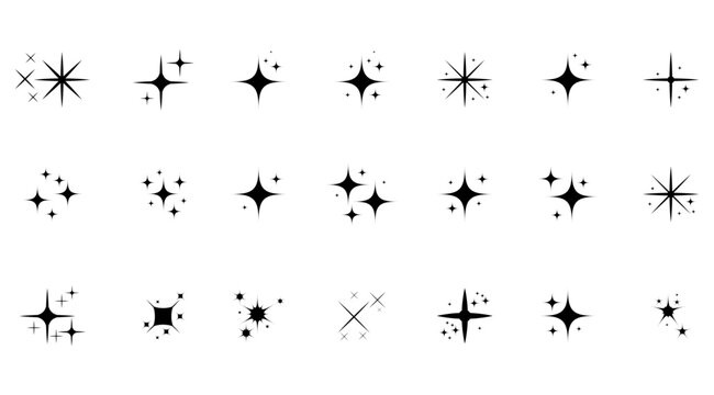 A set of shining and glowing stars, sparkle star icons,
and stars with festive decoration particles create an abstract staright effect. Twinkling stars, 
in this vector illustration.