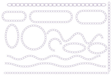 Set of chain pattern. vector chain link circle and oval, chin pattern, vector illustration. Chain pattern brush set. Vector illustration