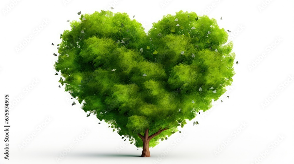 Aufkleber tree with heart-shaped and grass. responsible consumption. heart made from green leaves. love of nat
