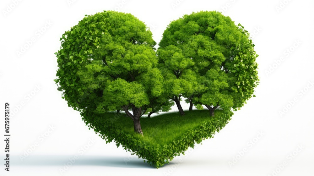 Aufkleber tree with heart-shaped and grass. responsible consumption. heart made from green leaves. love of nat