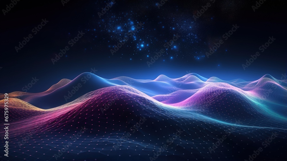 Leinwandbilder futuristic glowing wave. the concept of big data. network connection. cybernetics. abstract backgrou