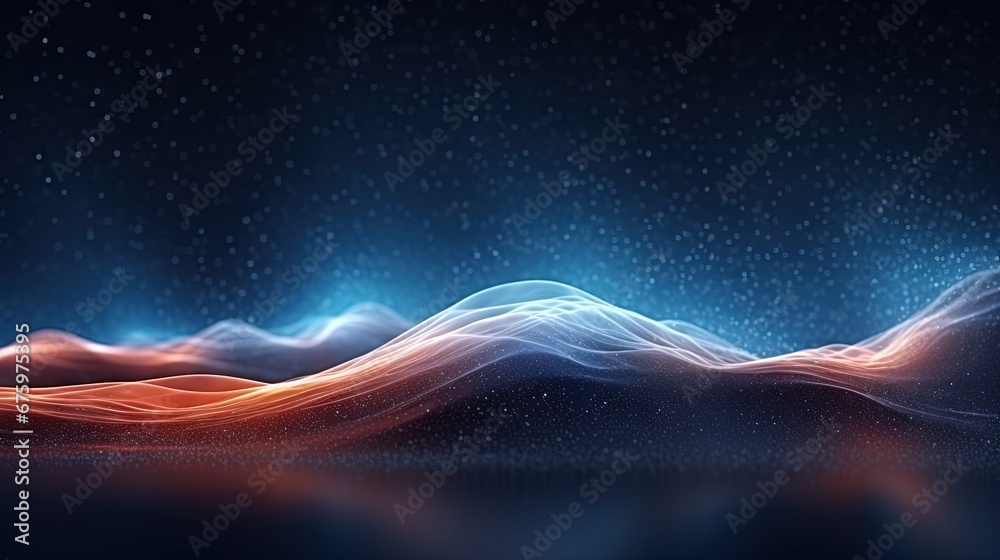 Aufkleber Digital dynamic wave of particles. Abstract white futuristic background. Big data visualization. 3D rendering.