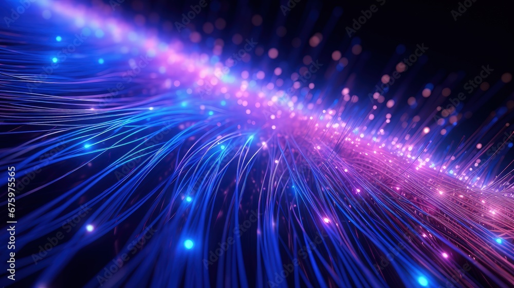 Aufkleber glowing fiber optic strings. suitable for technology, internet and computer themes. 3d illustration
