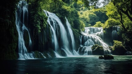 Fototapeta na wymiar big waterfall in forest
