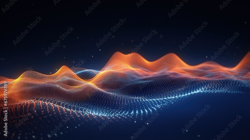 Leinwandbilder futuristic glowing wave. the concept of big data. network connection. cybernetics. abstract backgrou