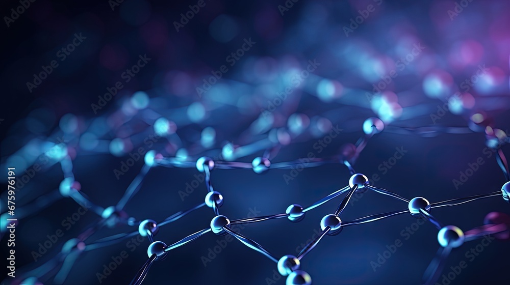Poster Modern futuristic background of the scientific hexagonal pattern. Virtual abstract background with particle, molecule structure for medical, technology, chemistry, science. Social network