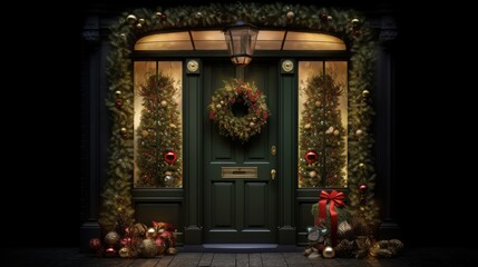 Fototapeta premium Christmas Decoration on the Door