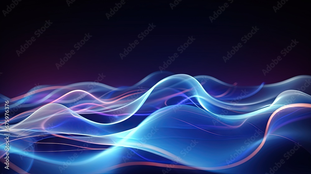 Leinwandbilder 3D digital dynamic wave. Flow digital structure. Secure cybersecurity data connection. Cyber technology background. 3D rendering.