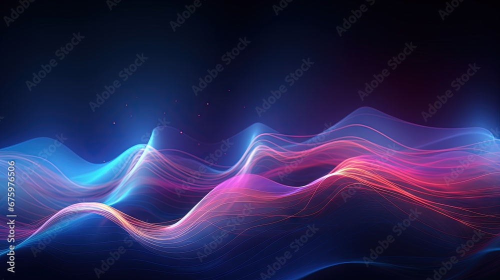 Leinwandbilder 3D digital dynamic wave. Flow digital structure. Secure cybersecurity data connection. Cyber technology background. 3D rendering.