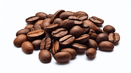 Naklejka premium Brown coffee beans isolated on white background