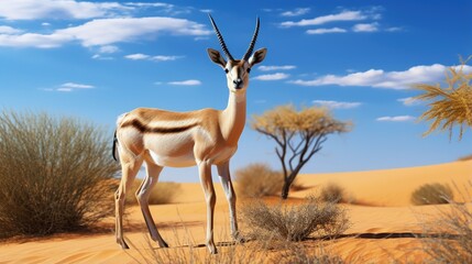 Arabian Sand Gazelle in natural habitat conservation area, Saudi Arabia - obrazy, fototapety, plakaty