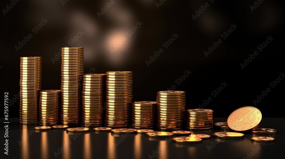 Poster stock funding or money saving graph with coins. background for business ideas and design. chart for 