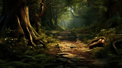 Path in forest. Somewhere in magic wood