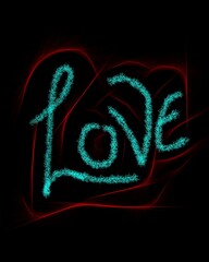 Love text with neon glow effect illustration 
