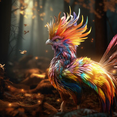 Fototapeta premium Mystical Creature: A Colorful Stunning Mythical Animal, Ideal for Screensavers and Desktop Backgrounds