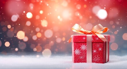 Year End Giving: Celebrating the Holidays with Joyful Christmas Presents in a Winter Wonderland - obrazy, fototapety, plakaty