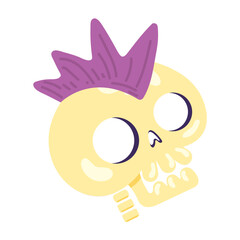 Isolated comic cute punk skull Vector
