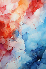 Abstract background with red blue white splashes, watercolor illustration