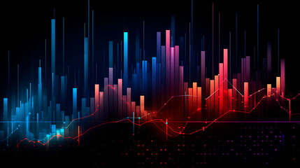 Abstract image of graphs, geometric shapes, growth and decline scales. Background for business presentations. Bright stylized background - obrazy, fototapety, plakaty