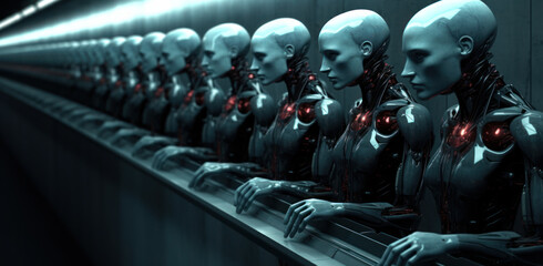 Futuristic Robot in Line