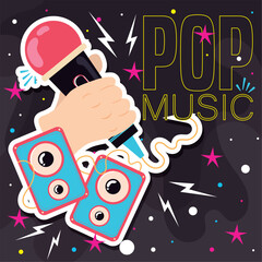 Colored pop music style concept background Vector