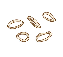 Dried or fried onion squid rings, doodle cartoon vector. Illustration of a beer snack.