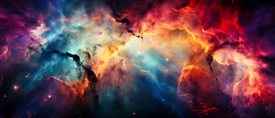 Abstract colorful background with nebula and stars.
