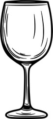 Dining Bordeaux Wine Glass Vintage Outline Icon In Hand-drawn Style