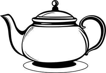 Dining Tea Pot Vintage Outline Icon In Hand-drawn Style