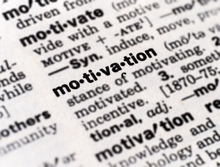 Closeup of the definition of the word motivation