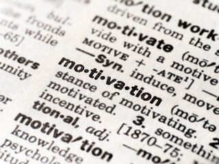 Closeup of the definition of the word motivation