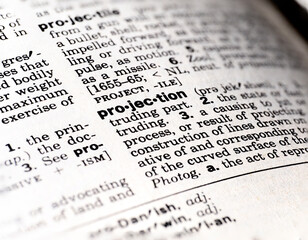 Closeup of the definition of the word projection