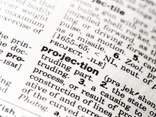 Closeup of the definition of the word projection